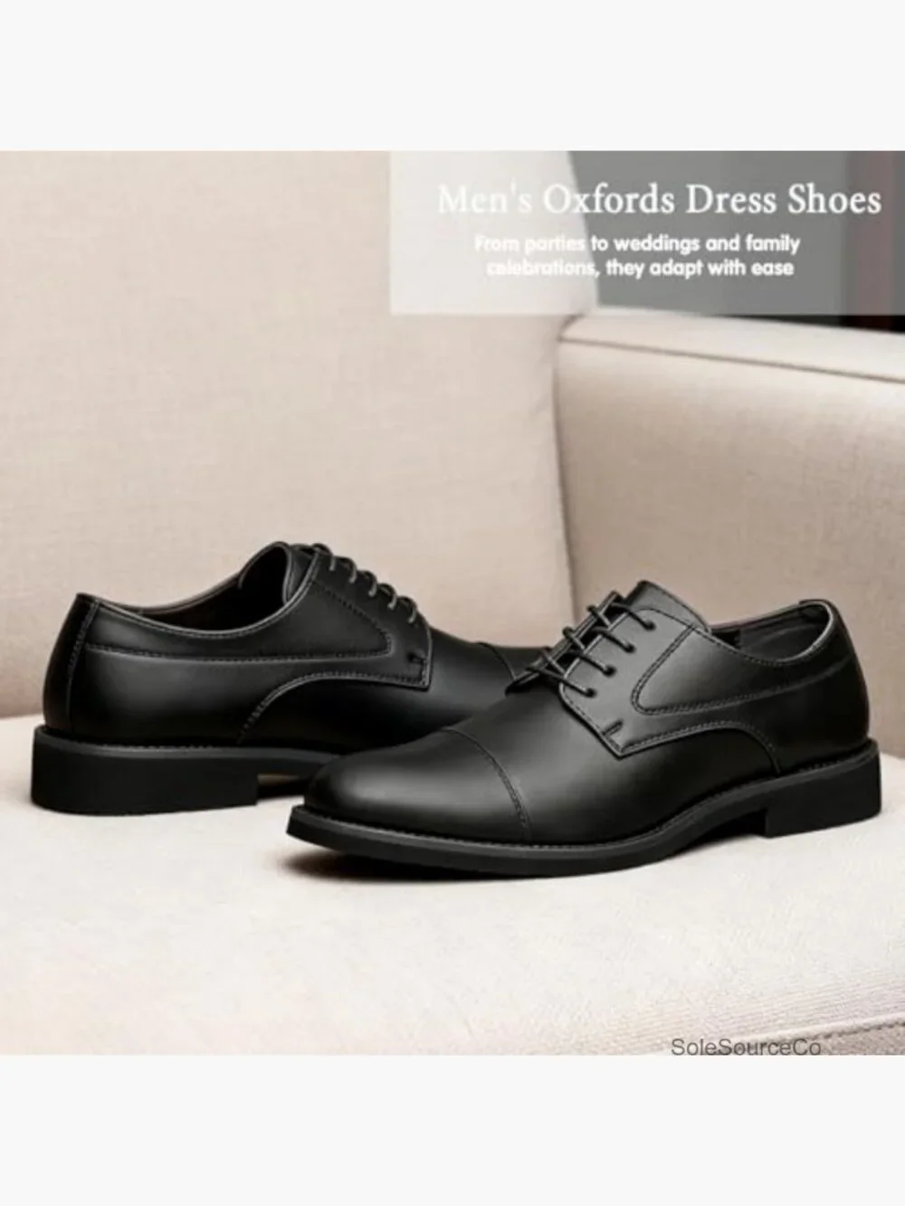 Men's Cap-Toe Oxford Dress Shoes Business Casual Lace-Up Non-Slip Comfortable